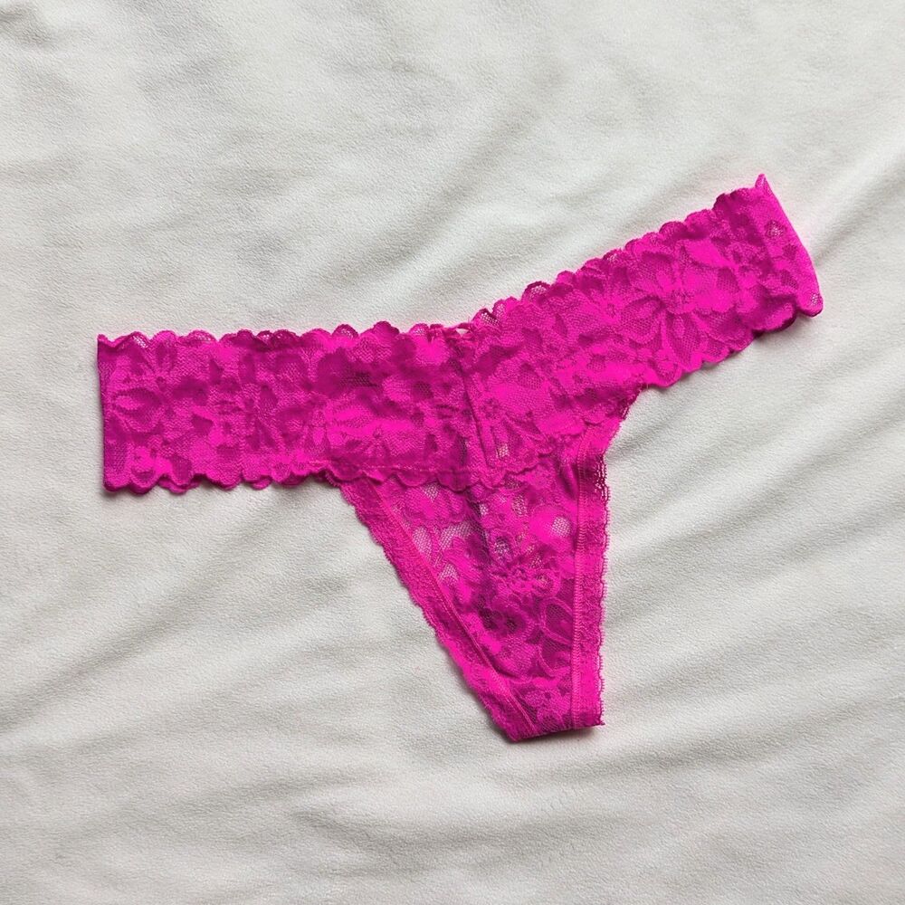 Victoria's Secret The Lacie Lace-up Thong Panties M New Hot Pink